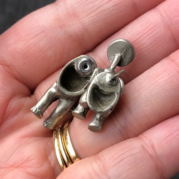 Pewter Elephant Single Sided Earring Colorful Crystal Ball (Solid Heavy) NEW - Picture 8 of 9